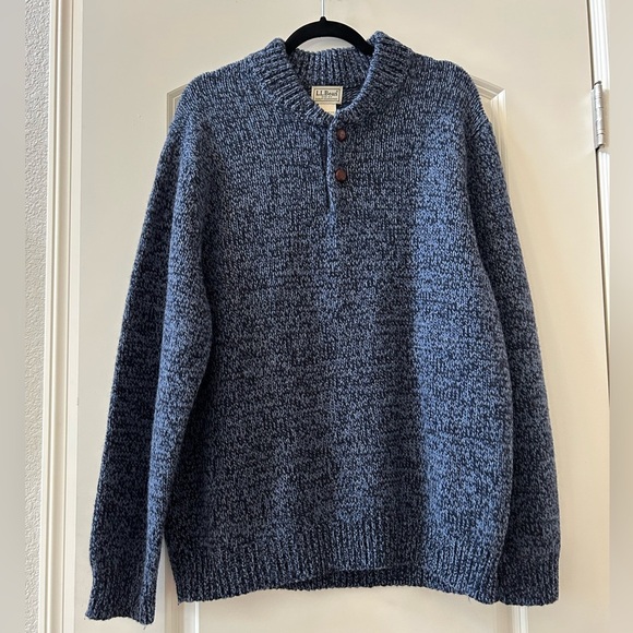 L.L. Bean Other - L. L. Bean Lamb’s wool sweater. Heather blue. 2 buttons. Shawl collar. EUC.
